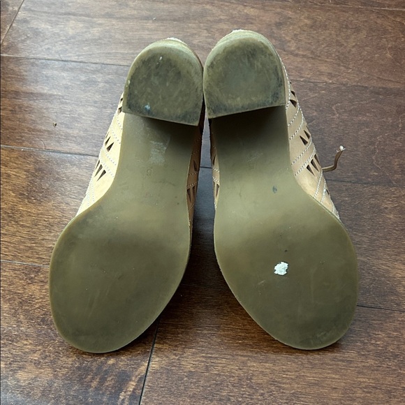 Jeffrey Campbell Stylish Cordillo Lace-Up Mule Tan Peep-Toe Heel, Size 5 - Picture 13 of 15